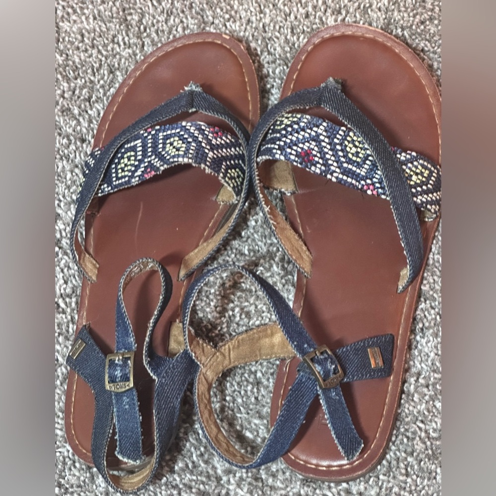 Tom’s Denim and beaded Women's Sandals Size 7